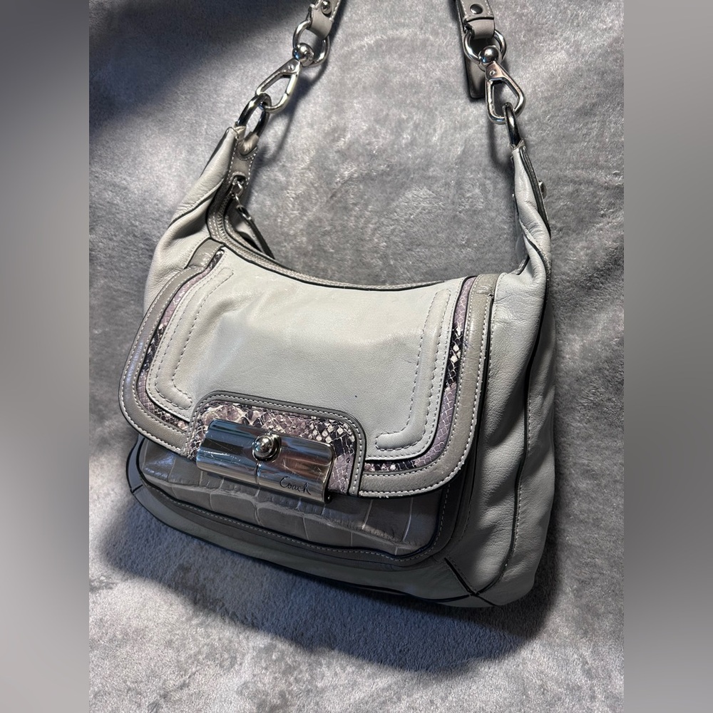 Coach Kristin Spectator 16803 Croc & Python Embossed Leather Hobo - Rehab - Picture 3 of 11